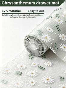 1 Roll Width 30/45cm/11.81in/17.72in Cabinet Lining, Easy To Clean Moisture-Proof Pad, Waterproof, Oil Resistant, Shelf Lining Can Be Trimmed, Suitable For Kitchen, Refrigerator, Table And Drawer, Floral Pattern Design, Simple And Atmospheric. - Chrysanthemum Cushion - View 1