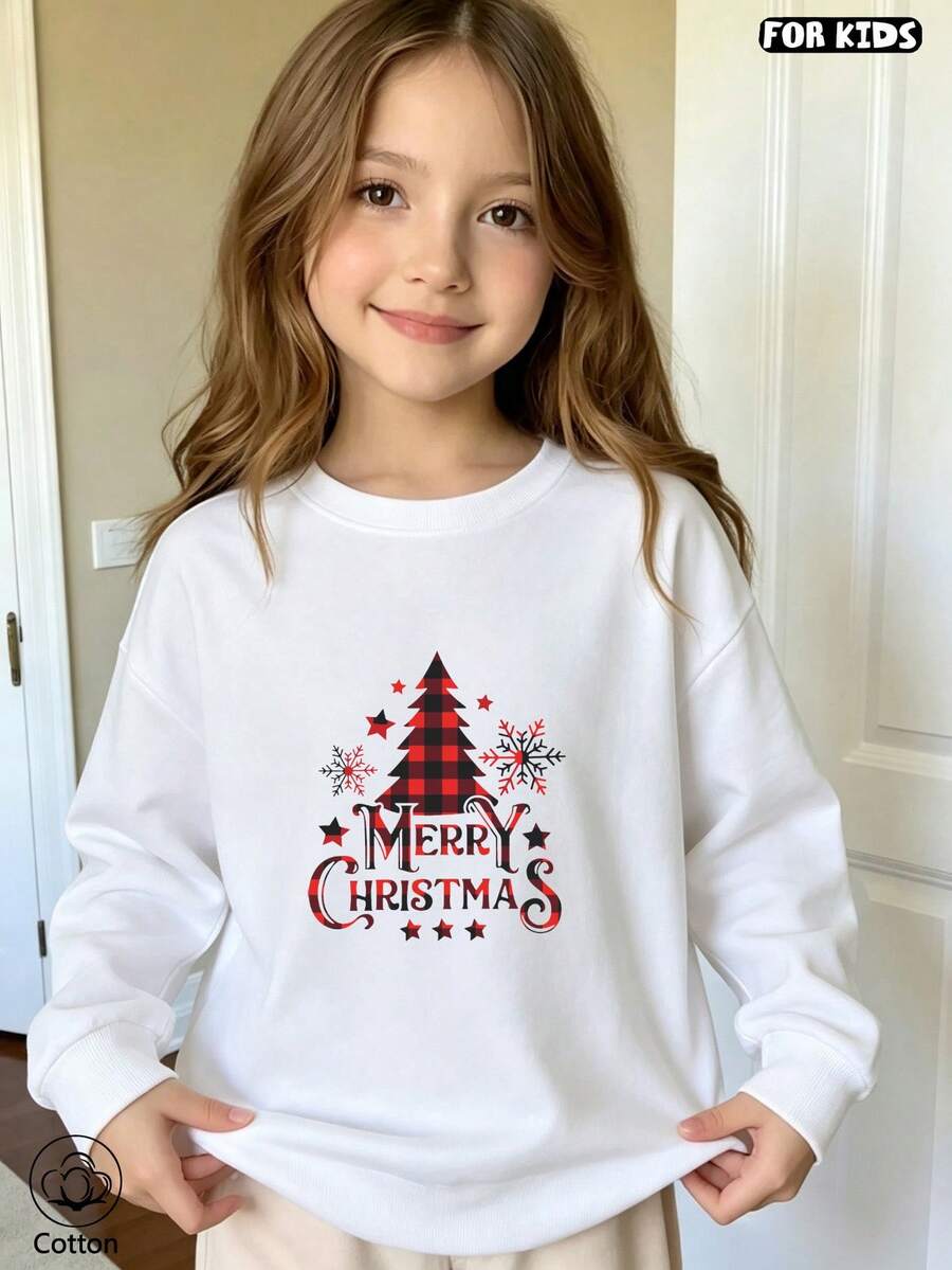 Children's Christmas Hoodie With Santa Claus And Puppy Pattern And "Keep Calm" Slogan Suitable For Daily Wear In Autumn And Winter - White - View 1