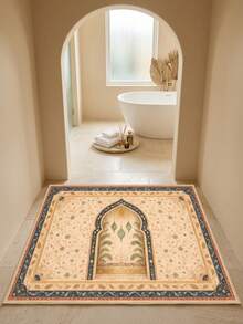 1PC Middle Eastern Arch Pendant Light Pattern Faux Cashmere Machine Washable Area Rug, Arabic Persian Islamic Palace Vintage Rectangular Soft Carpet, Living Room Bedroom Home Decor, All Season Use, Aesthetic Home Decoration - Multicolor - View 7