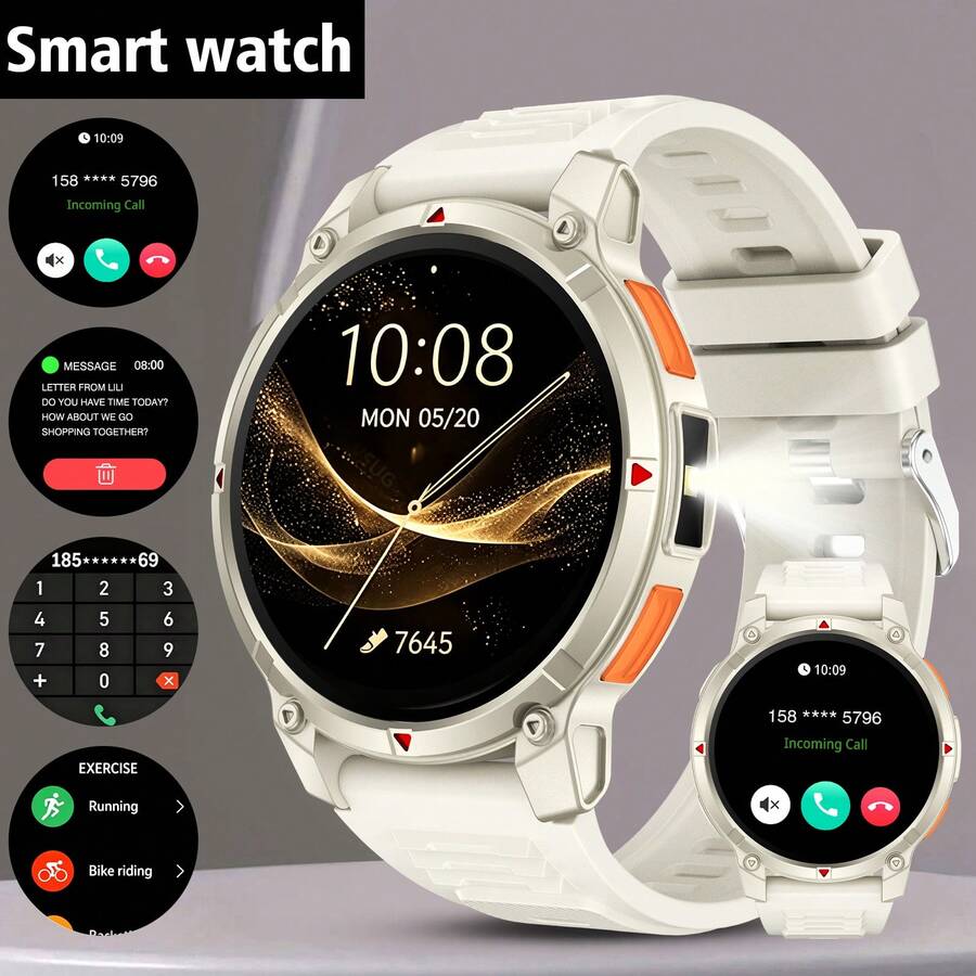Unisex Smartwatch With Comfortable Silicone Strap, Supports Phone Calls, Message Notifications, Music Control, Alarm Function, 300mAh Battery Capacity, Compatible With Android And IOS Systems, Sporty Design, Suitable For Game Watching Parties - Multicolor - View 1