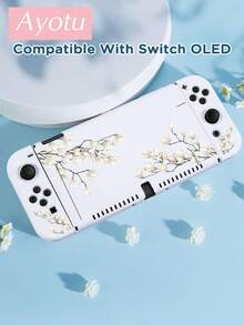 Ayotu Oil Painting White Magnolia & Petal Pattern Protective Case, Compatible With Switch, Suitable For New Switch2(2025)/Switch NS/Switch OLED, Can Be Installed Into Dock Without Removing Protective Case, Universal Game Controller Protective Cover, Switch Game Accessories, Anti-Drop, Anti-Slip, Anti-Scratch, Fashionable And Beautiful, Suitable For Autumn/Christmas/Back To School/Winter/Easter/Birthday Gifts And Other Occasions. - View 9