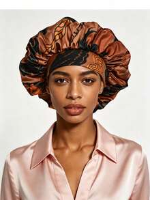 1pc Women's Plus Size Satin Sleep Bonnet, Lightweight Breathable Hair Protection Night Cap, Large Sleep Cap (Random Print Pattern) - Hair Cap 1PC - View 17
