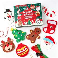 DIY Christmas Felt Sewing Kit, 8 Pack Hand-Sew Craft Ornaments With Random Color Needles, Random Color Sewing Thread & Random Color Bead Chains, Ideal Holiday Gift For Boys Girls - Multicolor - View 3