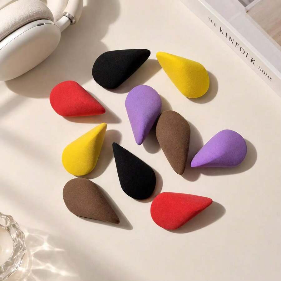 Multi-Faceted Makeup Sponge, Symmetrical Dual-End Makeup Sponge, Dry And Wet Use, Soft And Skin-Friendly, Suitable For Foundation, Concealer, Loose Powder, Polyurethane Makeup Sponge, Makeup Tools, Cosmetic Tools - Multicolor - View 1
