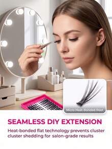 Desliy 5 In 1 Lash Clusters Kit Includes 2pcs Lashes 1pc Tweezer 1pc Bond & Seal 1pc Remover Mixed Styles Beginner-Friendly DIY At Home For Wedding/Daily/Travel/Gift Lash Clusters Individual Lashes False Eyelashes - Rose Red - View 7