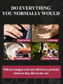 JUTI 10pcs Y2K Neon Pink Press-On Nails, Short Almond & Square Glossy Vintage Fake Nails, Reusable, Suitable For Daily Wear & Spring Festivals, Holiday & Everyday Manicure Set, Includes 1 Nail File & 1 Jelly Glue - Hot Pink - View 9