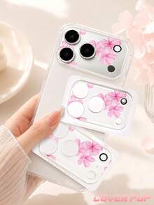 1pc Pink Floral Pattern Phone Lens Protector, Compatible With Phone 17 Pro/17 Pro Max/18 Pro/18 Pro Max, Anti-Scratch Full Coverage Lens Protection, Sweet Healing Atmosphere Phone Accessory, Birthday Holiday Gift For Women, Family And Friends - Clear - View 3