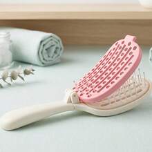 1pc Folding Wavy Comb, Automatic Cleaning, High Crown Volumizing Long Hair Brush, Massage Portable Styling Comb - Multicolor - View 11