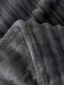 Luxury Soft Comfortable Faux Rabbit Fur Blanket - Plush Texture, Light Gray With White Stripe Pattern, Machine Washable, Suitable For Bed, Sofa, Camping | Modern Luxury Style, All Season Use - Dark Grey - View 9
