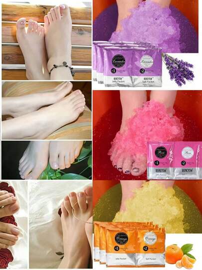 50g+50g Multiple Sizes Jelly Foot Bath Salts, Orange, Rose, Lavender, Replenish Foot Moisture, Soften And Exfoliate, Keep Feet Tender, Home Foot Care, Suitable For Men And Women, Great Valentine's Day Gift