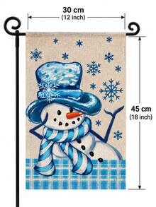 1pc Blue Snowman Let It Snow Garden Flag, Rustic Linen Rectangular Hanging Banner With Snowflake Plaid Print, Festive Outdoor Yard Lawn Porch Decoration For Christmas Winter Holiday Farmhouse Home Garden Decor - A - View 7