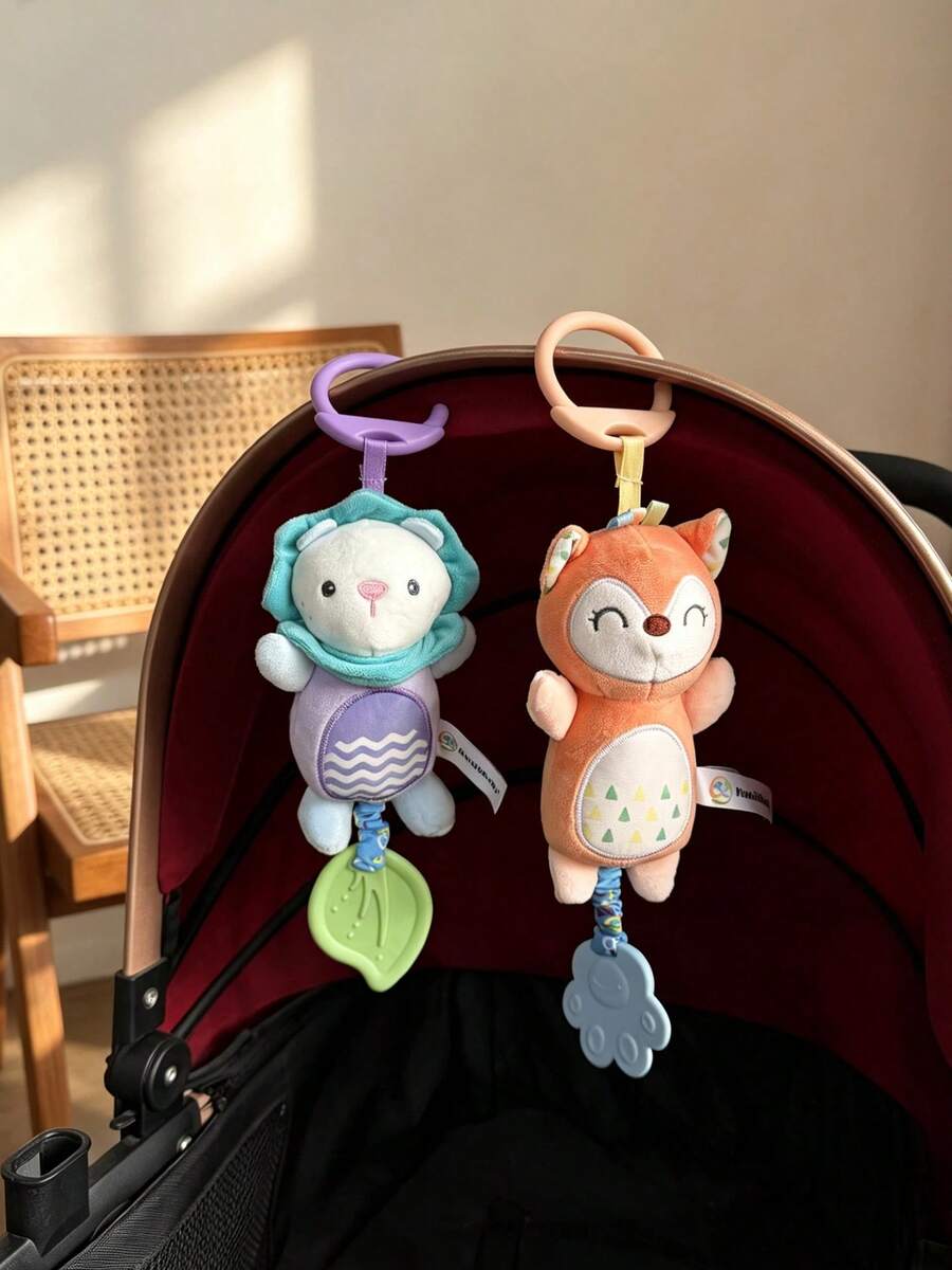 BBSKY 1pc Baby Stroller Hanging Plush Wind Chime Doll, Built-In Wind Chime And Crinkle Paper, Portable Hanging Ring Sensory Activity Doll, Suitable For Newborn Baby Gift