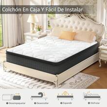 Colchón Híbrido Bed in a Box 27 cm Firmeza Media, Alivio de Dolor, Aislamiento de Movimiento, CertiPUR-US, Sin Fibra de Vidrio, Bordes Reforzados - Negro - Ver 8