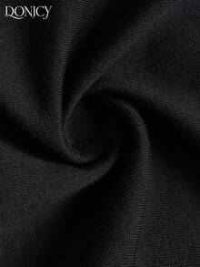 DONICY Women's Black Square Neck Twist Front Cropped Shoulder Top, Ruched Short Sleeve Fitted Party T-Shirt - Black - View 3