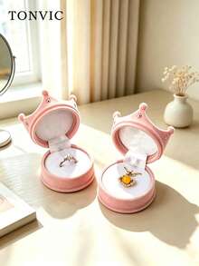 TONVIC Crown Ring Box Ring Necklace Gift Box 1PC/2PCS/6PCS - Pink - View 1