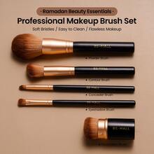 BS-MALL Luxury Gold Makeup Brush Set 5Pcs Portable Professional Makeup Kit Ramadan Gift - Mocha Brown - View 10