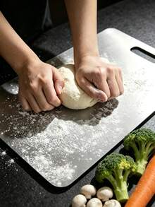 3pcs/1pc Stainless Steel Cutting Board, Heavy Duty Chopping Board, Convenient Double-Sided Stainless Steel Cutting Board For Meat, Fruit, Vegetable, Bread And Baking, Non-Slip Edge Cutting Board, Butcher Block, Cheese And Board, Thickened Anti-Mold, Suitable For Home And Restaurant Use, Easy To Clean With Water, Essential Kitchen Tool For Home Cooks And Cooking Enthusiasts, Kitchen Supplies, Suitable For Home, Dorm, Kitchen Tools, Perfect As Home Gift, Christmas Or Back To School Gift. - Silver - View 9