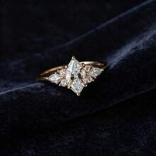 1pc Copper Inlaid Marquise Zirconia Ring, Vintage Personalized INS Wedding Band, Suitable For Daily Wear And Gift Giving - Style a - View 4