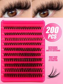120/140/160/200pcs D Curl DIY Cluster False Eyelashes, Ultra Dense Long Cluster Lashes, Curled Single Lash, Thin Long Lashes, Manga Style Lashes, Suitable For Home Beginners, Thickened Brown False Eyelashes - D - View 12