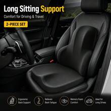 2pcs Car Seat Comfort Set, Memory Foam Lumbar Support Pillow And Ergonomic Seat Cushion, Suitable For Daily Commute And Long-Distance Driving - Lumbar Support and Seat Cushion Set - View 1