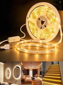 USB 5V Low Voltage 2835 LED Warm White Light Strip, 5m/10m, Living Room Bedroom TV Background Cabinet Party Atmosphere Lighting - Yellow - View 3