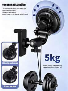 Strong Suction Cup Car Phone Mount,360° Rotation Foldable Adjustable Windshield Phone Holder,Shake‑Proof Car Vlog Video Recording Stabilizer For All Smartphones - Multicolor - View 5