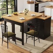 Flieks Extendable Sideboard & Dining Table Combo, 2 Drawers & Snack Rack, Space-Saving Sideboard For Small Flats - Black - View 1