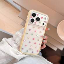 GUCADI Honey Yellow Polka Dot Pattern Phone Case, Compatible With Apple 18 Pro, 17, Yellow Border, 15 Full Coverage, 16 Matte, Fashion, Unique, Creative, Geometric Pattern, Minimalist Style, Color Block Style, Niche, Ins Style. - Honey Yellow - View 10