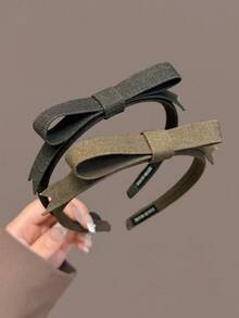 1pc Fabric 3D Bow Thin Headband, Elegant Versatile Non-Slip Hair Hoop For Flyaway Hair, Hair Accessory For Daily/Date/Commute - Multicolor - View 5