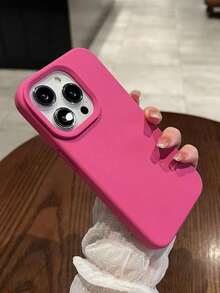 新款液態矽膠梅紫色手機殼，適用於 iPhone 18 Pro Max、Apple 16、15、14、13、12、17 Pro Max、17 Pro、17，柔軟防震純色極簡智慧型手機保護殼 - 玫紅色 - 查看 4