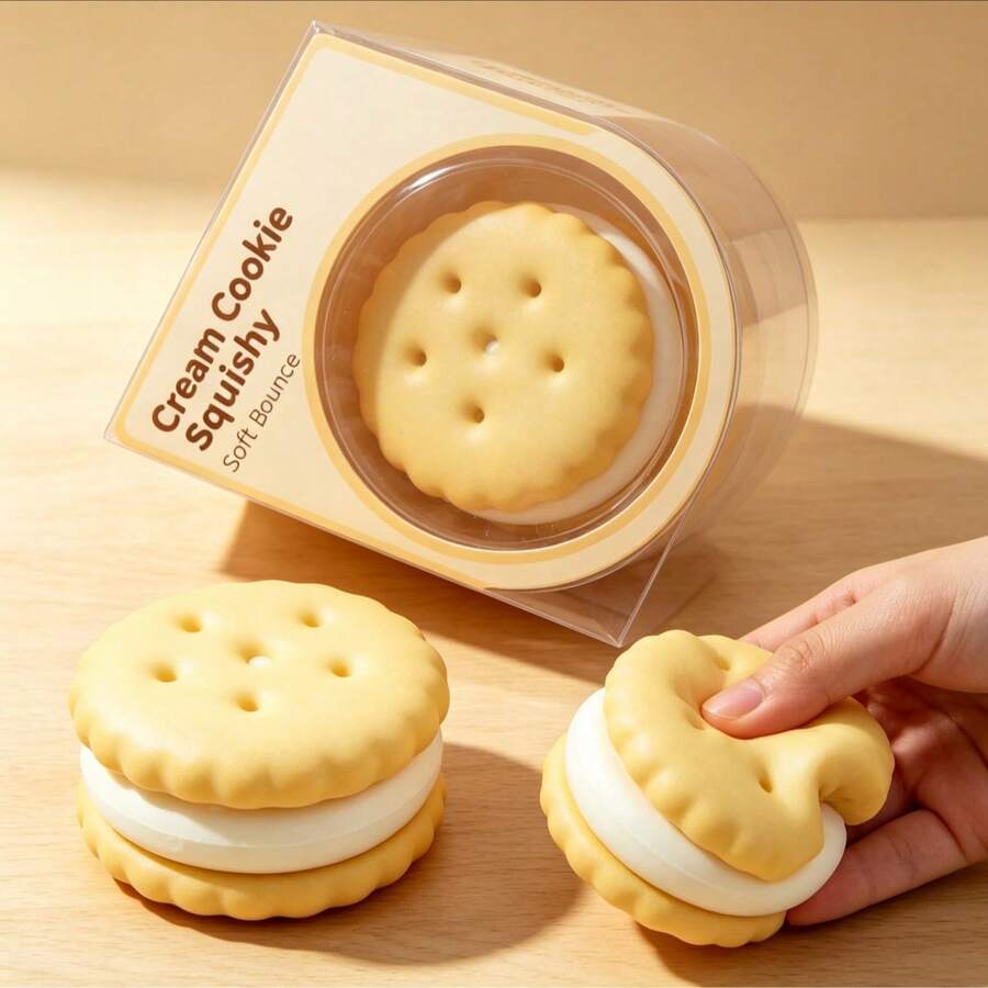 Realistic Sandwich Cookie Squeeze Toy, Fun Stress Relief Squishy, Decorative Ornament For Office, Classroom, Bedroom, Birthday, Christmas, Easter, Children's Day, Valentine's Day, Party Favor, Holiday Gift, Prank Gag, Leisure Prop