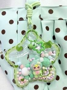 1 Set Sweet Cool Style Dopamine PVC Star Bag Flocked Rabbit Doll Bell Hanging Ornament Macaron Fur Ball Pentagram Hanging Rope Keychain Spring Buckle Bag Accessory Pendant Girl Birthday Gift Party Small Gift - Multicolor - View 1
