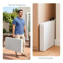 Mesa Cuadrada Plegable de 86 cm, Mesa Portátil y Resistente para Interior y Exterior, Ideal para Jardín, Terraza, Camping y Reuniones - Blanco - Ver 4