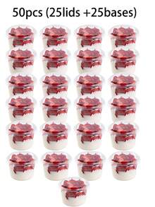 10/20/30/50pcs Mini Double Layer Cream Cups With Lids, Suitable For Yogurt, Ice Cream, Pudding - Multicolor - View 10