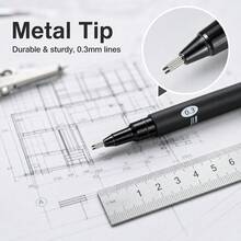 0.3mm Dual-Line Technical Drawing Pen, Specialized For Civil Engineering And Architectural Drawing, Also Suitable For Painting, Art, Sketching, Black Ink - Back To School - Multiple Styles - View 9