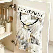 1/2pcs Kitchen Cabinet Door Hanging Mesh Storage Bag, Multi-Functional Wall-Mounted Storage Bag, Large Capacity Plastic Bag Storage, Space-Saving Kitchen Storage Organizer For Home - Multicolor - View 1