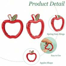 16pcs Cute Apple Colorful Alloy Spring Carabiner Clips, Key Ring Clasp, Keychain Jewelry Connector, Wallet Bag Pendant Decoration Buckle - Multicolor - View 8