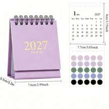 2027 English Mini Desk Calendar, Minimalist Morandi Style Desktop Ornament, Portable Small Calendar, 6 Colors Available - Single Piece - View 8
