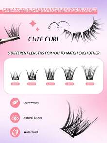 100pcs C Curl Cluster False Eyelashes, 8-16mm Length, Segmented Single Cluster False Eyelashes, DIY Dedicated, Single Cluster Eyelash Extensions, Cluster False Eyelashes, Single Cluster False Eyelashes - D - View 8