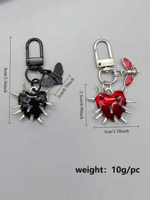 1pc Punk Style Thorn Heart & Skull Moth Women's Keychain, Bag, Key, Holiday Accessory - Multicolor - View 3
