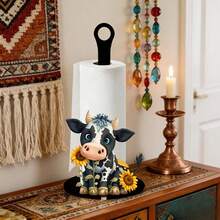 2D Flat Design Cute Black Cat & Butterfly Acrylic Paper Towel Holder, Kitchen Countertop Roll Paper Rack, Cat Lover Decor, Vintage Farmhouse Style Bathroom Standing Paper Towel Holder, Creative Animal Silhouette Design, High-Value Home Storage Rack - Multicolor - View 6