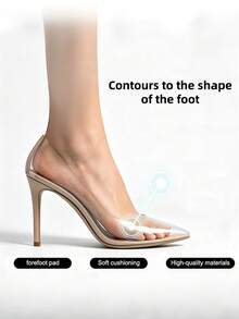 2/4PCS High Heel Silicone Front Foot Pads, New Invisible Breathable Sweat-Absorbing Non-Tiring Shoe Inserts, Self-Adhesive Thickened Half-Size Pads - Clear - View 5