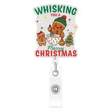1pc Fun Christmas Acrylic Retractable Badge Reel, Office Workplace ID Holder Christmas Atmosphere Decoration - Multicolor - View 8