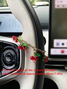 Cherry Pendant Car Steering Wheel Cover Hanging Chain, Car Interior Hanging Ornament, Steering Wheel Pendant Cherry Decoration Accessory For Women - Cherry - View 4