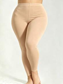 Plus Size High Waist Capri Tights, Solid High Stretch No Foot 9/10 Length Shaping Hosiery, Multi Colors - Multicolor - View 7