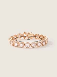 Valisandre 1 chiếc vòng tay tennis thời trang đa năng cổ điển, đính đá Cubic Zirconia lấp lánh, tùy chọn 6–9 inch, thích hợp làm quà tặng - Vàng - Xem 5