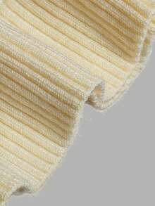 DONICY Cardigan Sweater Rajut Pendek Wanita Warna Kuning Pucat dengan Leher V, Dua Saku Tempel, Kancing Emas, Gaya Tweed Lembut untuk Pemakaian Sehari-hari di Musim Semi dan Gugur - Kuning - View 3