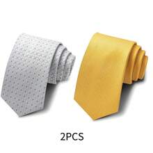 AlanKing 2pcs Men's Tie Set, Ideal For Wedding, Business Suit, Perfect Gift Choice - Color Mixing - View 7