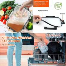Juego de 12 Recipientes Herméticos de Vidrio con Tapa, Contenedores para Alimentos, Tóperes Reutilizables para Cocina, Refrigerador y Congelador - Ver 5