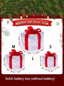 3pcs LED Warm Light With Red Bow Gift Box, Lighting Gift Box - LED Lighting Holiday Desktop Decoration, Birthday Gift Packaging, Valentine's Day Gift - Multicolor - View 12